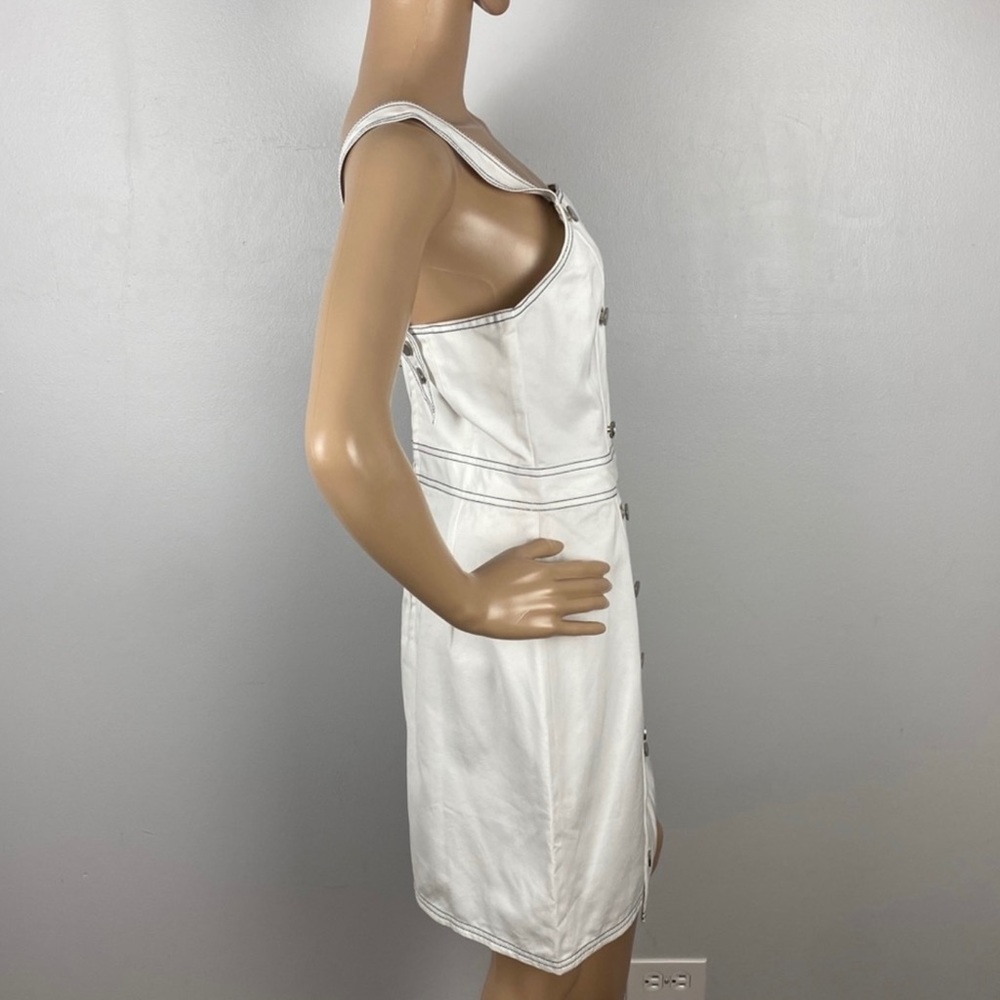 BLDWN WHITE BUTTON FRONT DENIM MINI DRESS - Picture 7 of 13